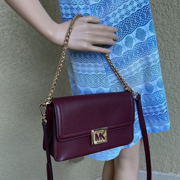 Michael Kors Sonia Medium Leather Shoulder Bag Merlot - Picture 14 of 16